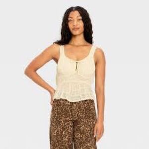Women's Gathered Corset Top - Future Collective - Cream - M